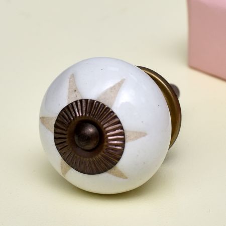 White Etched Ceramic Knob-21
