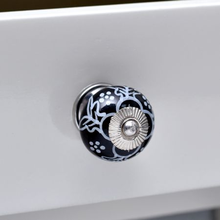 Black Ceramic Floral Drawer Knobs