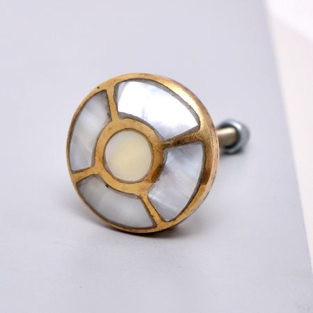 Round Golden Brass And shell Metal Cabinet Knobs