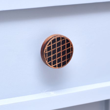 Handmade Wooden Dresser Knob in Black and Brown Finish