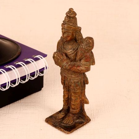 Handmade Brass Statue of Hindu God in South Indian Art