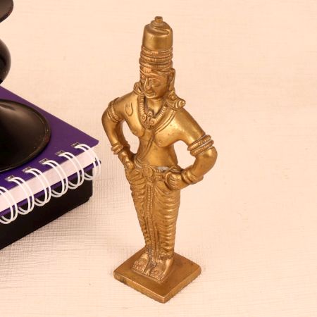 Handcrafted Golden Brass Lord Vitthal Statue for Worship