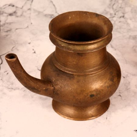Indian Brass Holy Water Pot with Spout for Temple
