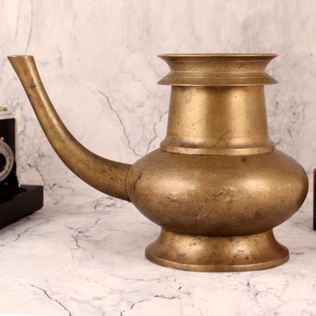 Brass Water Pot with Spout in Vintage Finish