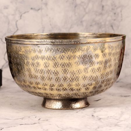 Handcrafted Vintage Brass Bowl in Islamic Art