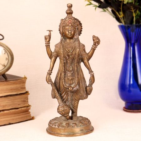 Hindu God Lord Vishnu Brass Statue for Worship