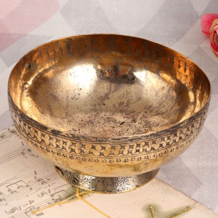Vintage Copper Bowl in Islamic Art for Home Decor
