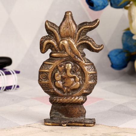 Handmade Brass Lord Ganesha Holy Pot Plate for Worship