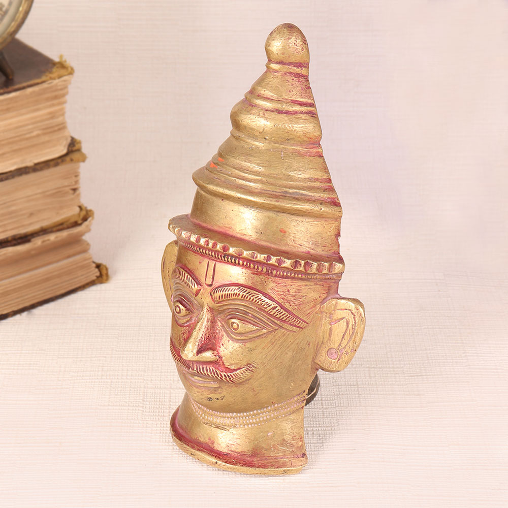 Vintage Brass Lord Shiva Head Plate for Decoration