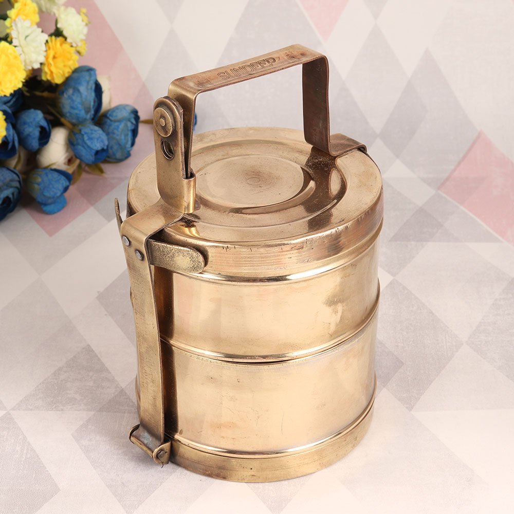 Indian Vintage Brass Tiffin Box for Home & Office Decor