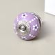 Purple Ceramic Floral Cabinet Knob With Flower