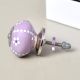 Purple Ceramic Floral Cabinet Knob With Flower
