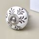 Cream Etched Leaf Ceramic Cabinet Knob