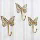 IndianShelf Handmade 3 Piece Vintage Key Holder for Decor Golden Antique Coat Rack Brass Wall Hooks But