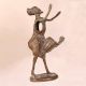 Vintage Brass Man Statue Playing Drum in Folk Art
