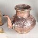 Floral Design Copper Water Pot with Spout for Decor