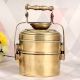 Vintage Brass Tiffin Box in Antique Brown Finish
