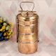 Vintage Brass Tiffin Box with Four Compartments for Decor