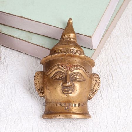 Antique Brown Goddess Parvati Brass Head Plate