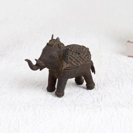 Handmade Jali Work Elephant Brass Statue for Decor