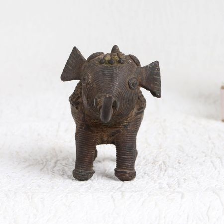 Handmade Jali Work Elephant Brass Statue for Decor
