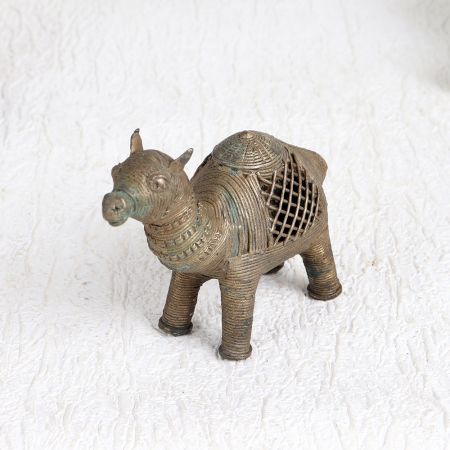 Brown Camel Brass Statue with Jali Work for Decoration