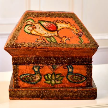 Handmade Wooden Jewelry Box in Multi-Colour Finish