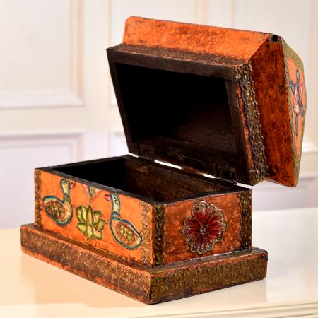 Handmade Wooden Jewelry Box in Multi-Colour Finish