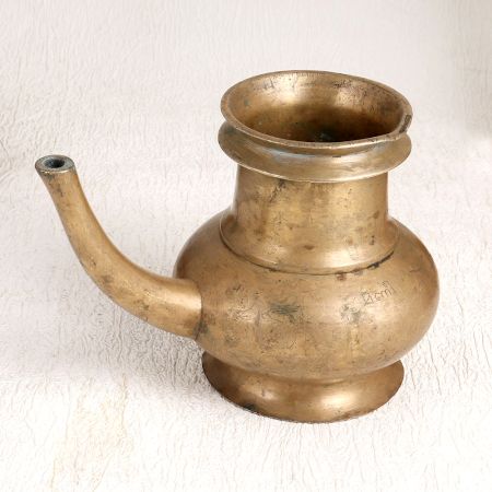 South Indian Art Vintage Brass Holy Water Pot with Spout