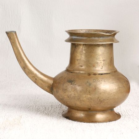South Indian Art Vintage Brass Holy Water Pot with Spout