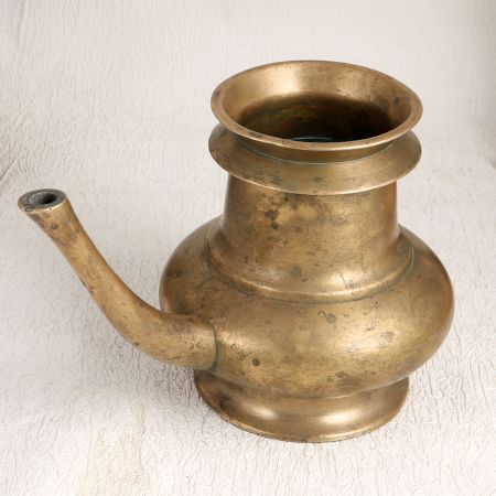 Handcrafted Brown Finish Holy Water Pot with Spout