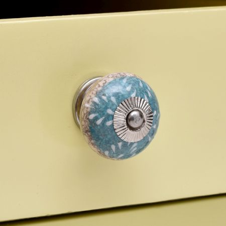 Sea Green Striped Crackle Ceramic Cabinet Knob