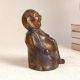 Antique Brown Brass Statue of Laughing Buddha for Decor