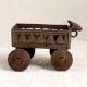 Vintage Brass Cart with Four Wheels in Tribal Art