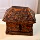 Antique Brown Finish Wooden Box in Hut Shape for Decor