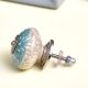 Sea Green Striped Crackle Ceramic Cabinet Knob