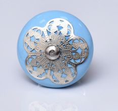Turquoise Strewn Flat Knob