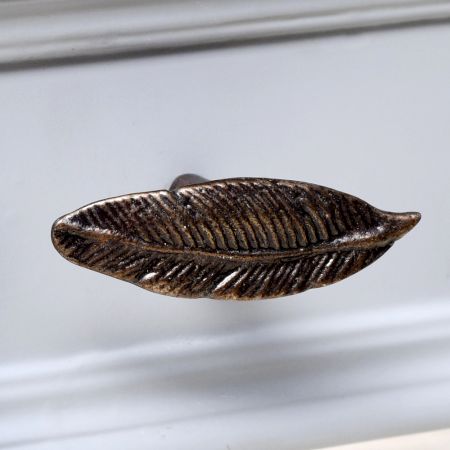 Bird Feather Metal Knobs