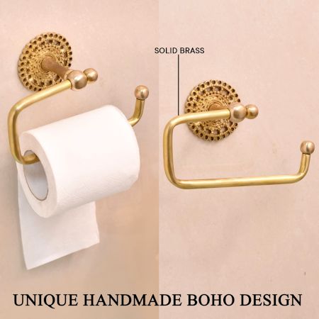 Handmade Premium Brass Toilet Paper Holder for Bathroom