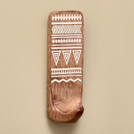 Wooden Brown White No Drill Wall Hook