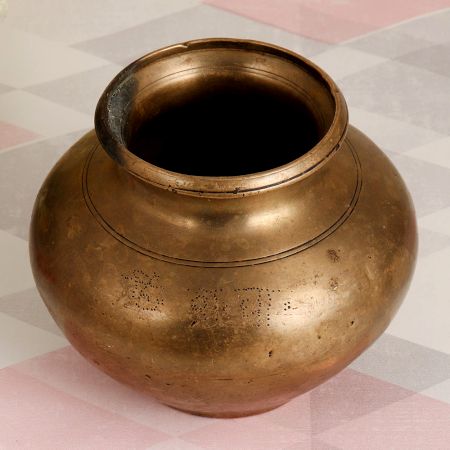 Elegant Brown Brass Holy Water Pot for Vintage Collection