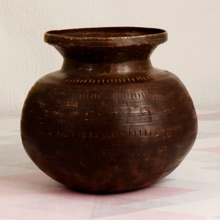 Dark Finish Brass Holy Water Pot for Decoration and Collection
