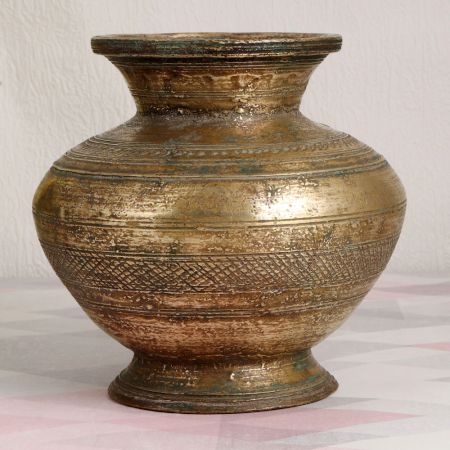 Handmade Vintage Finish Holy Water Pot Made of Brass