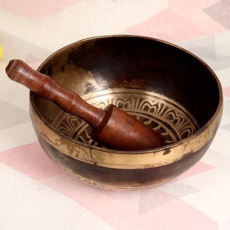 Handmade Bell Metal Tibetan Om Singing Bowl for Decor
