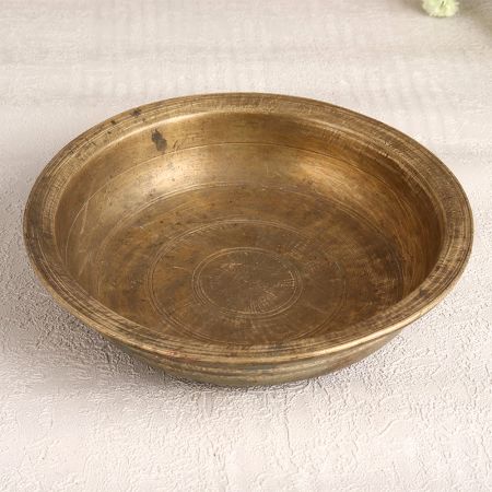 Vintage Handmade Brass Bowl in Brown Finish for Decor