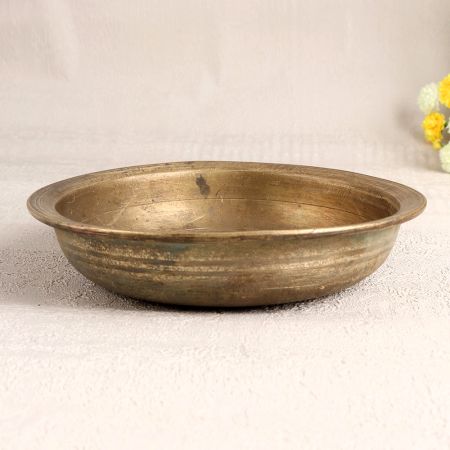 Vintage Handmade Brass Bowl in Brown Finish for Decor