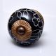 Black Leaf Floral Ceramic Knob