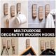 Wooden Brown White No Drill Wall Hook