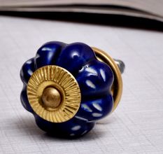 Navy Blue Etched  Melon Knob