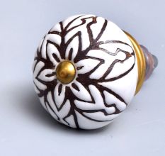 Brown Amarylis Floral Etched Ceramic Knobs